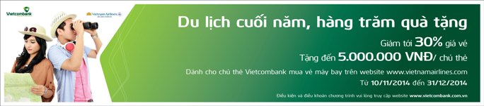 Vietnam Airlines ưu đãi du lịch cuối năm với thẻ Vietcombank