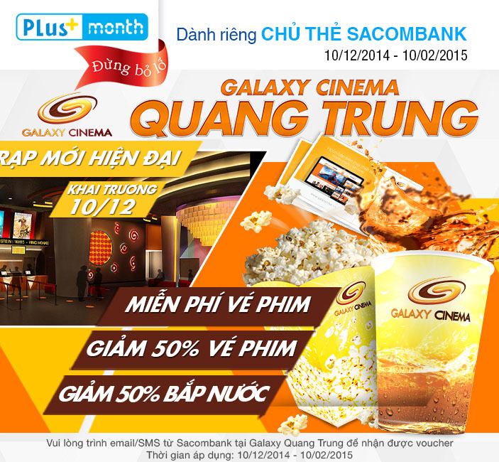 Galaxy Cinema Quang Trung giảm giá vé xem phim với thẻ Sacombank