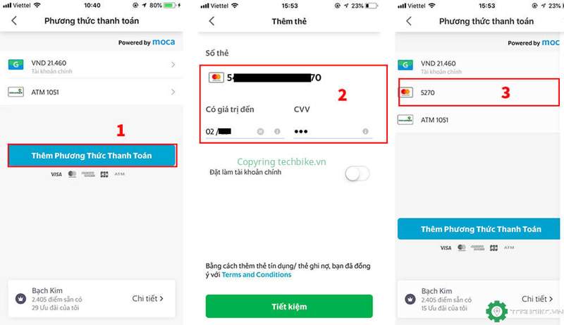 Liên kết thẻ ngân hàng với Grab