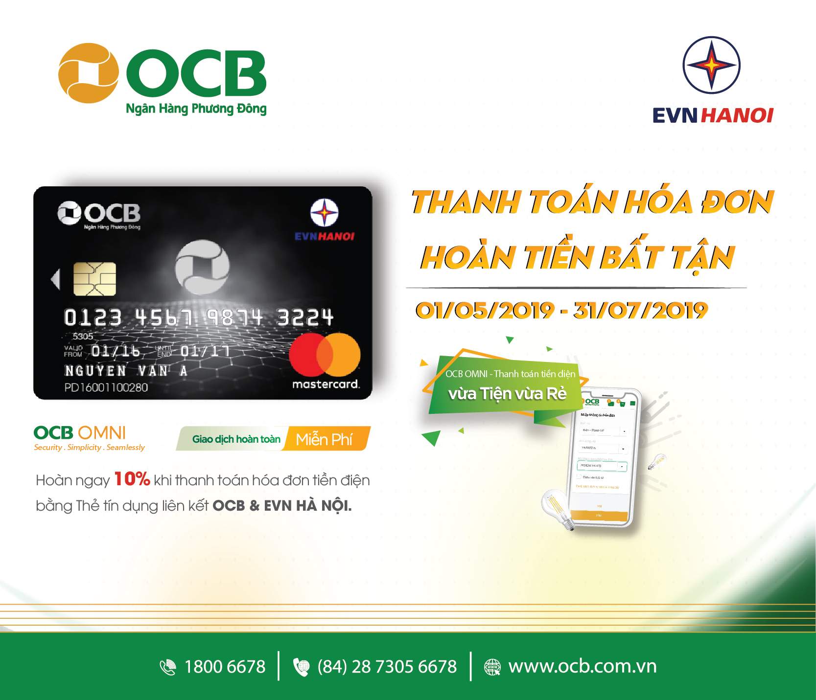  Thanh toán tiền điện bằng thẻ tín dụng OCB