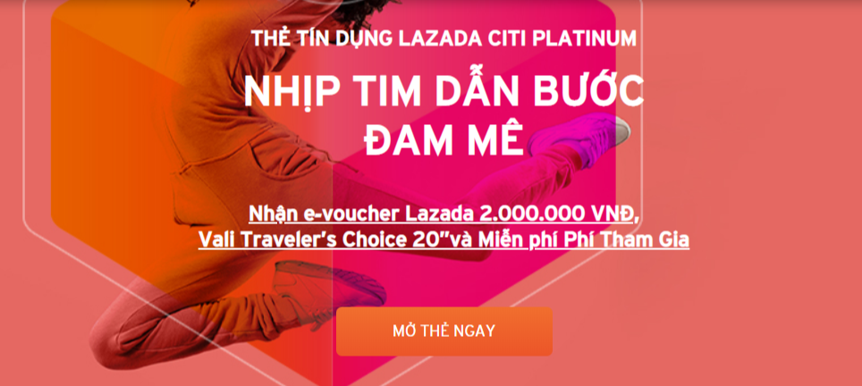 Mở thẻ tín dụng Citibank trên Lazada được tặn voucher 2 triệu đồng