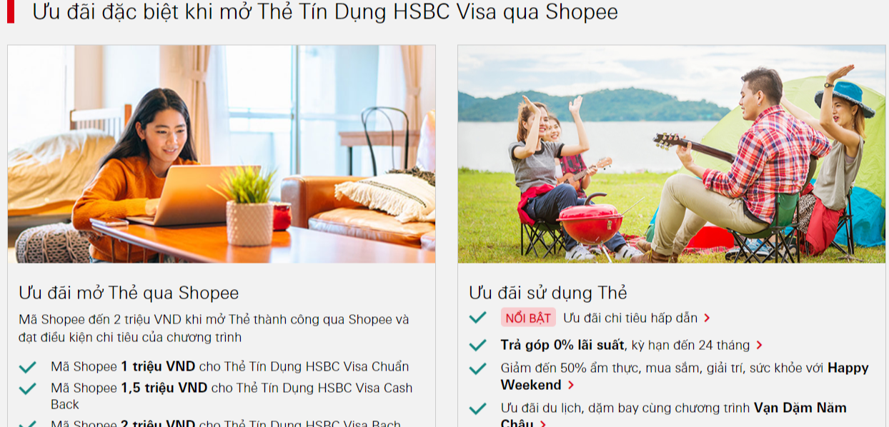 Mở thẻ tín dụng HSBC trên Shopee được tặng mã Shopee lên đến 2 triệu VND