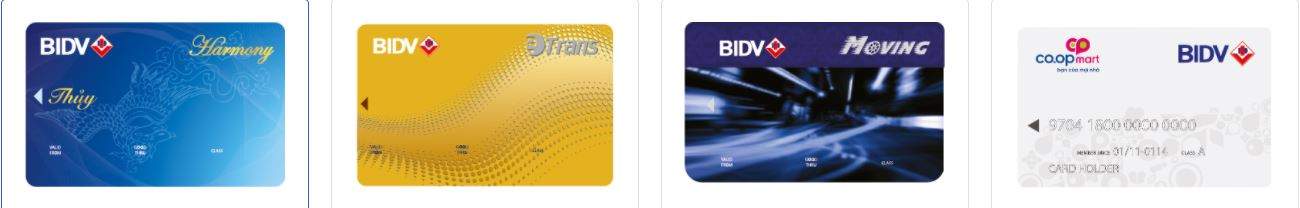 Các loại thẻ ghi nợ BIDV