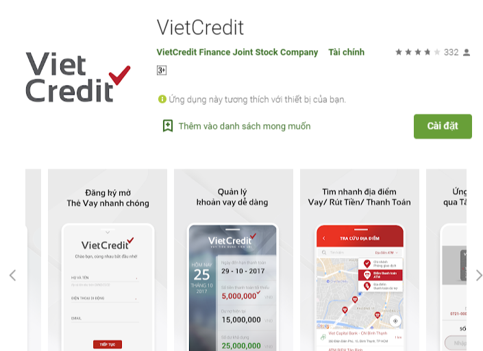 Tải ứng dụng Vietcredit trên chợ ứng dụng