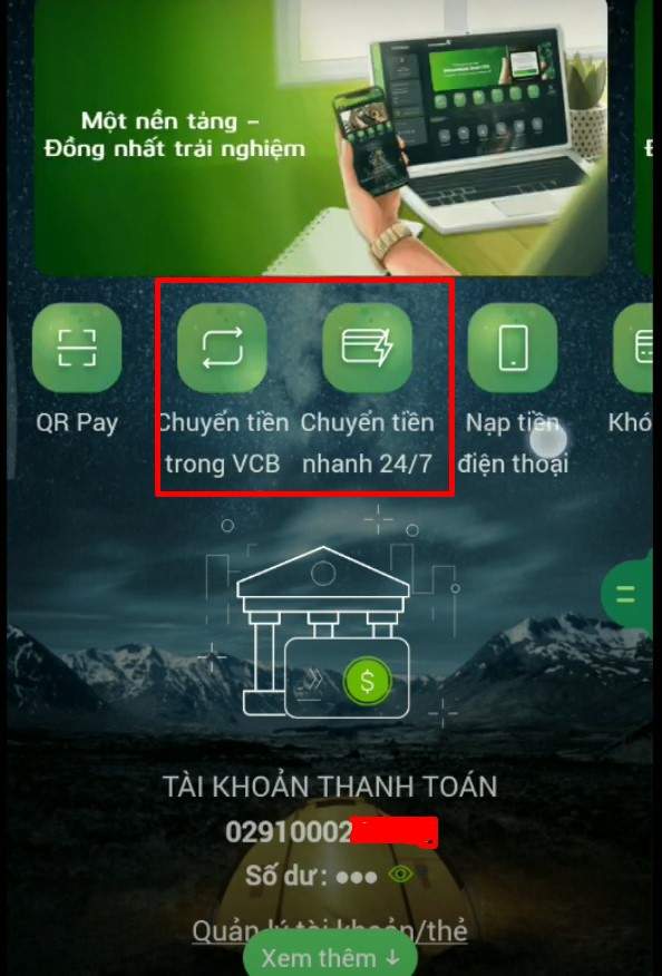 Hướng dẫn cách chuyển tiền trên điện thoại Vietcombank đơn giản