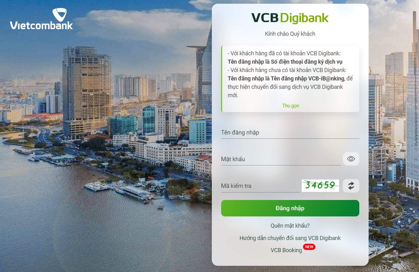 Chuyển tiền khác ngân hàng VCB qua VCB Digibank