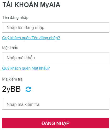 Đăng nhập tài khoản MYAIA