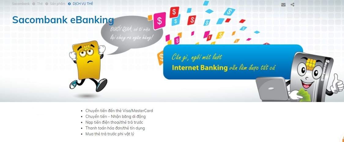 Hướng dẫn cách chuyển tiền Internet Banking Sacombank