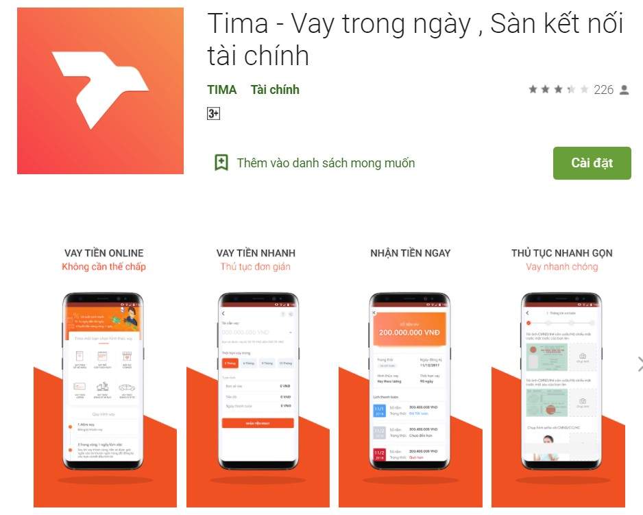 App Tima vay trong ngày