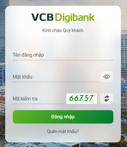 Đăng nhập VCB Digibank trên web