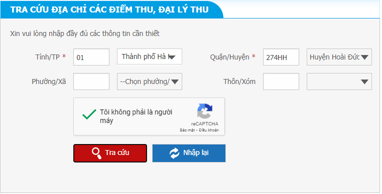 Chọn quận, huyện của Hà Nội mà bạn muốn tra cứu