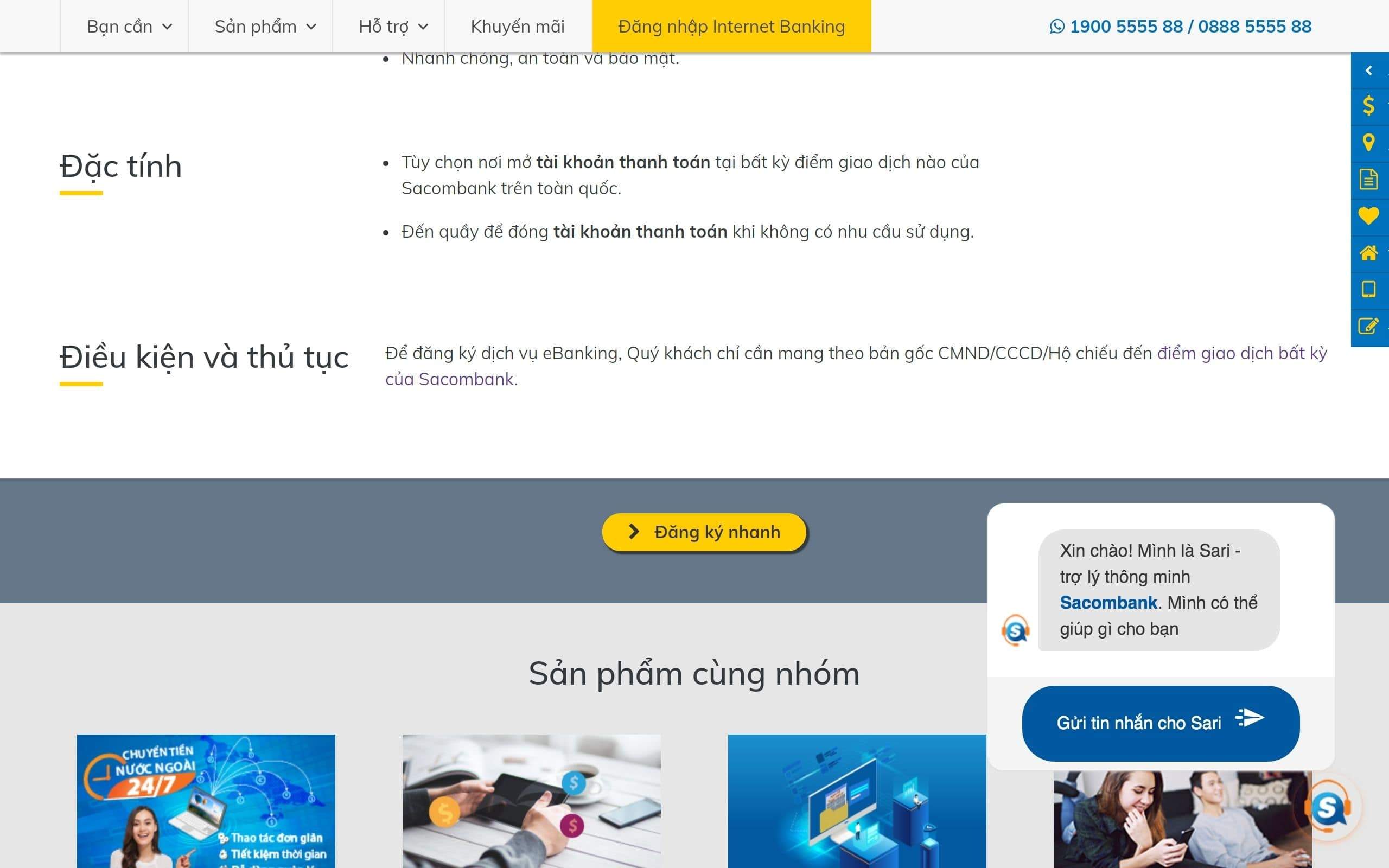 Đăng ký ngay để mở tài khoản Sacombank online