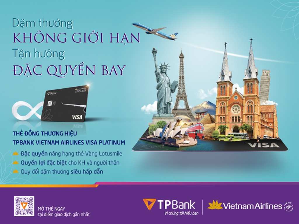 TPbank hợp tác Vietnam Airlines ra mắt thẻ tín dụng hạn mức 1 tỷ đồng, trả góp 0% lãi suất
