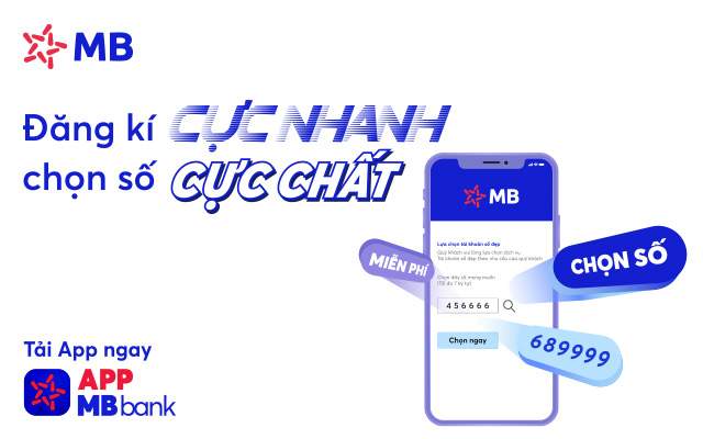 Mở tài khoản số đẹp miễn phí trên app MB Bank