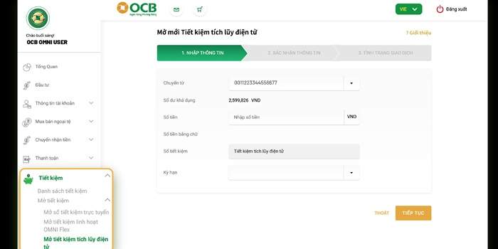 Đăng nhập OCB trên Internet banking 