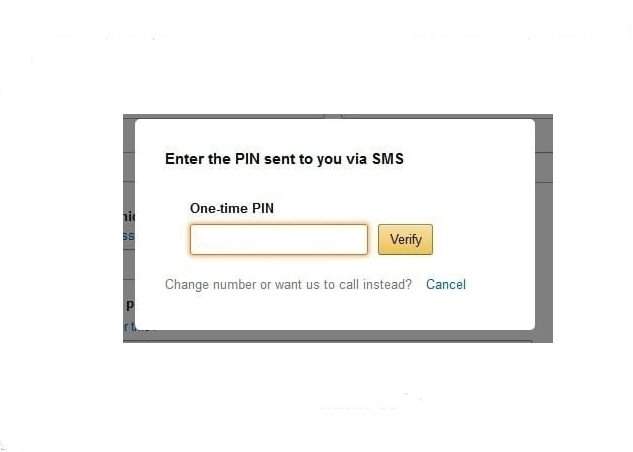 Nhập mã PIN do Amazon cung cấp 