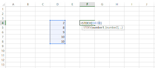 Phương pháp tính độ lệch chuẩn trong Excel