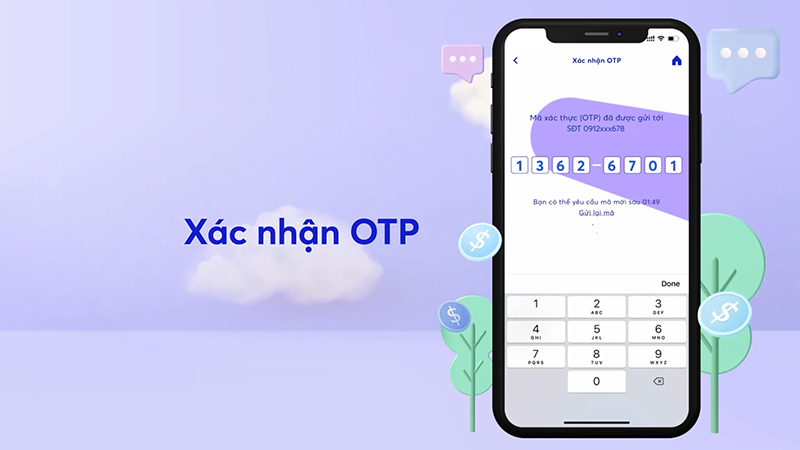 xác nhận OTP để kết thúc giao dịch