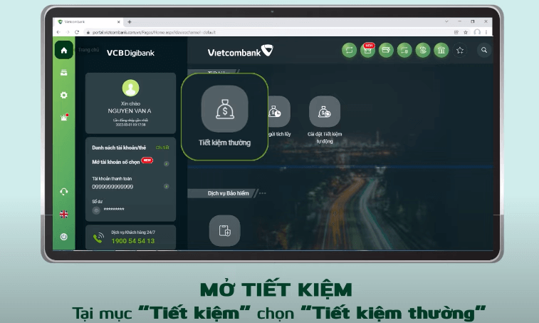 mở tiết kiệm online trên website