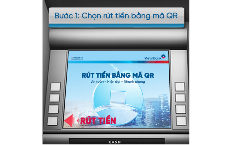 Chọn tính năng Rút tiền bằng mã QR/QR Code