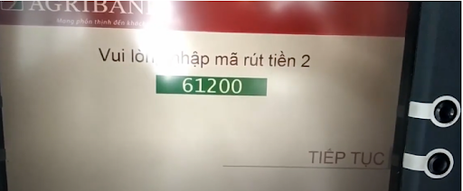 Nhập mã rút tiền gửi qua sms