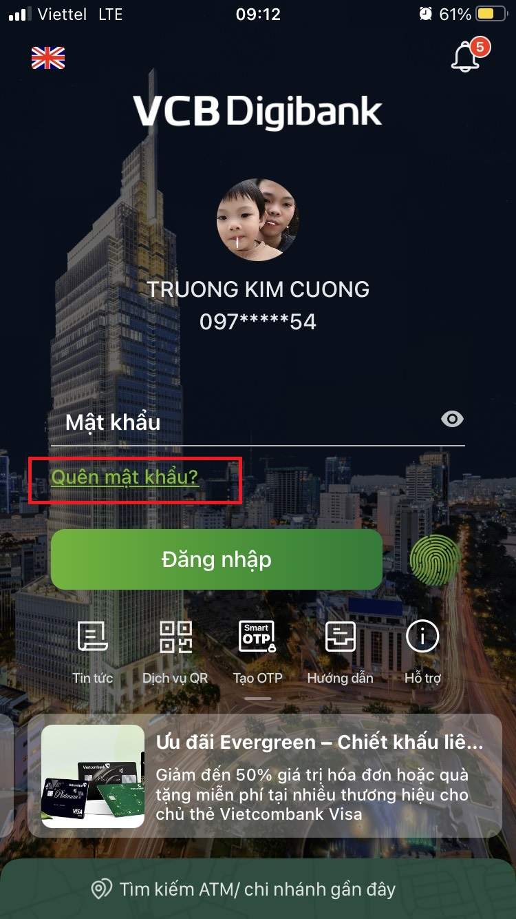 nhập sai mật khẩu internet banking vietcombank quá 5 lần