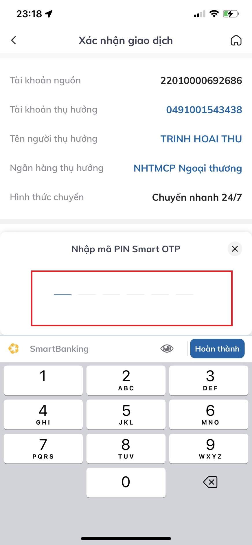 NẠP TIỀN VÀO TÀI KHOẢN VIETCOMBANK