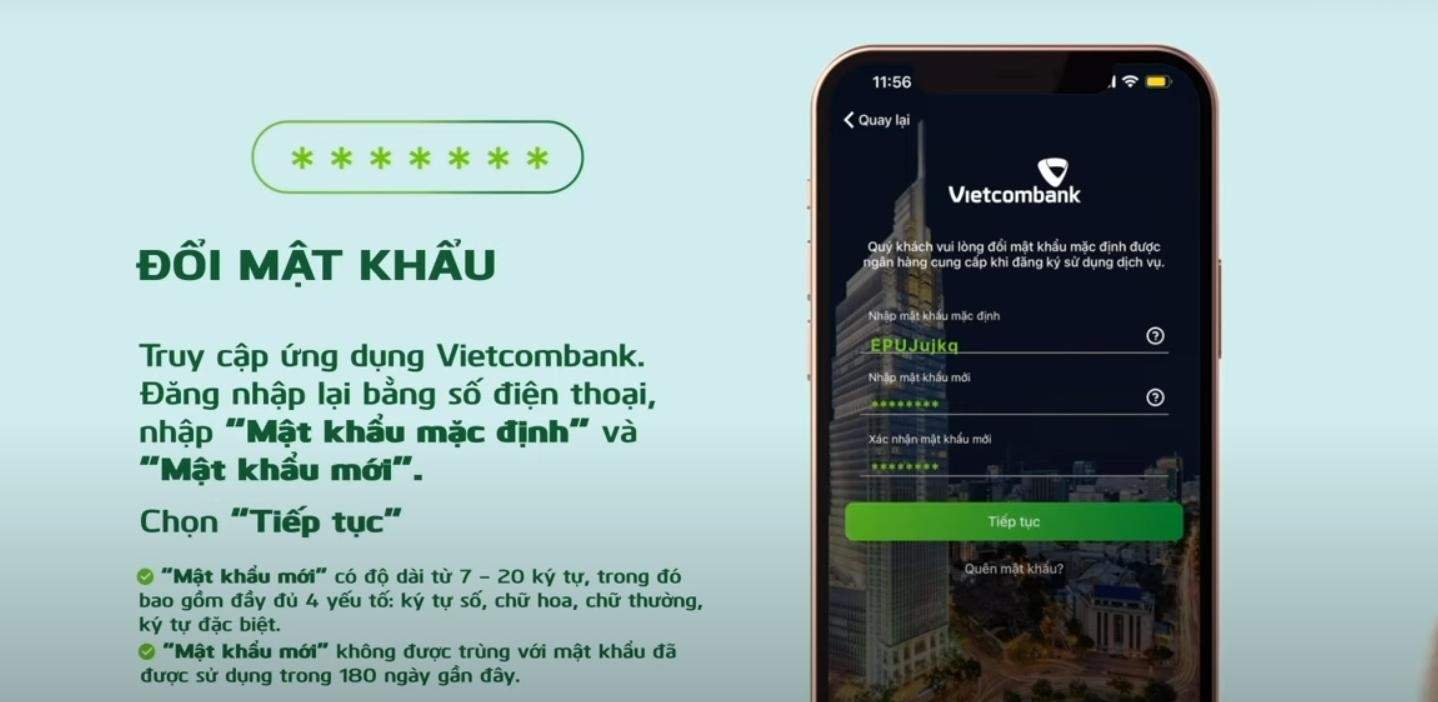 CÁCH lấy lại mật khẩu internet banking vietcombank