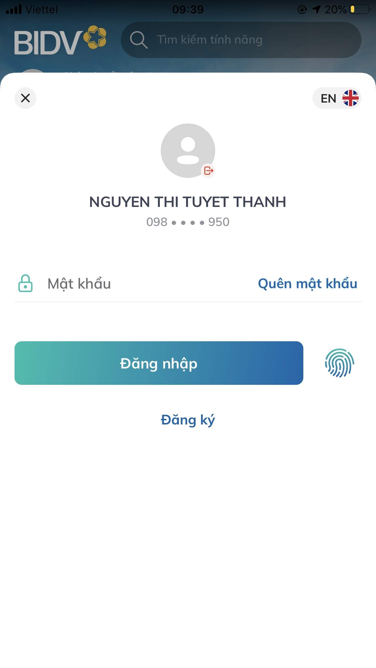 Đăng nhập vào ứng dụng BIDV SmartBanking