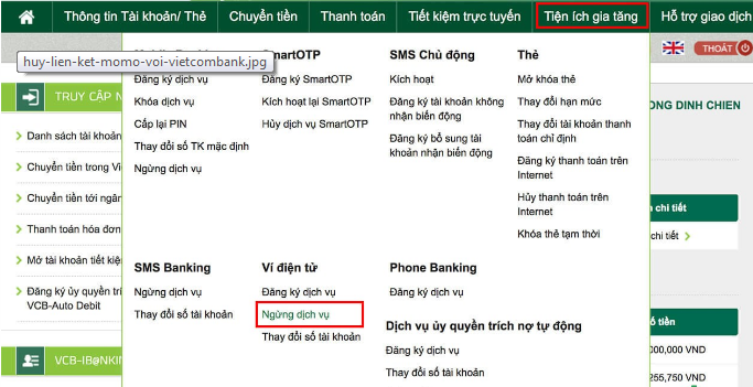 cach-huy-lien-ket-momo-voi-ngan-hang-Vietcombank-1