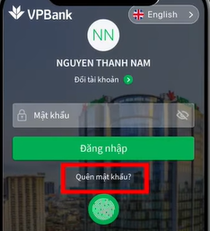 chức năng quên mật khẩu vpbank