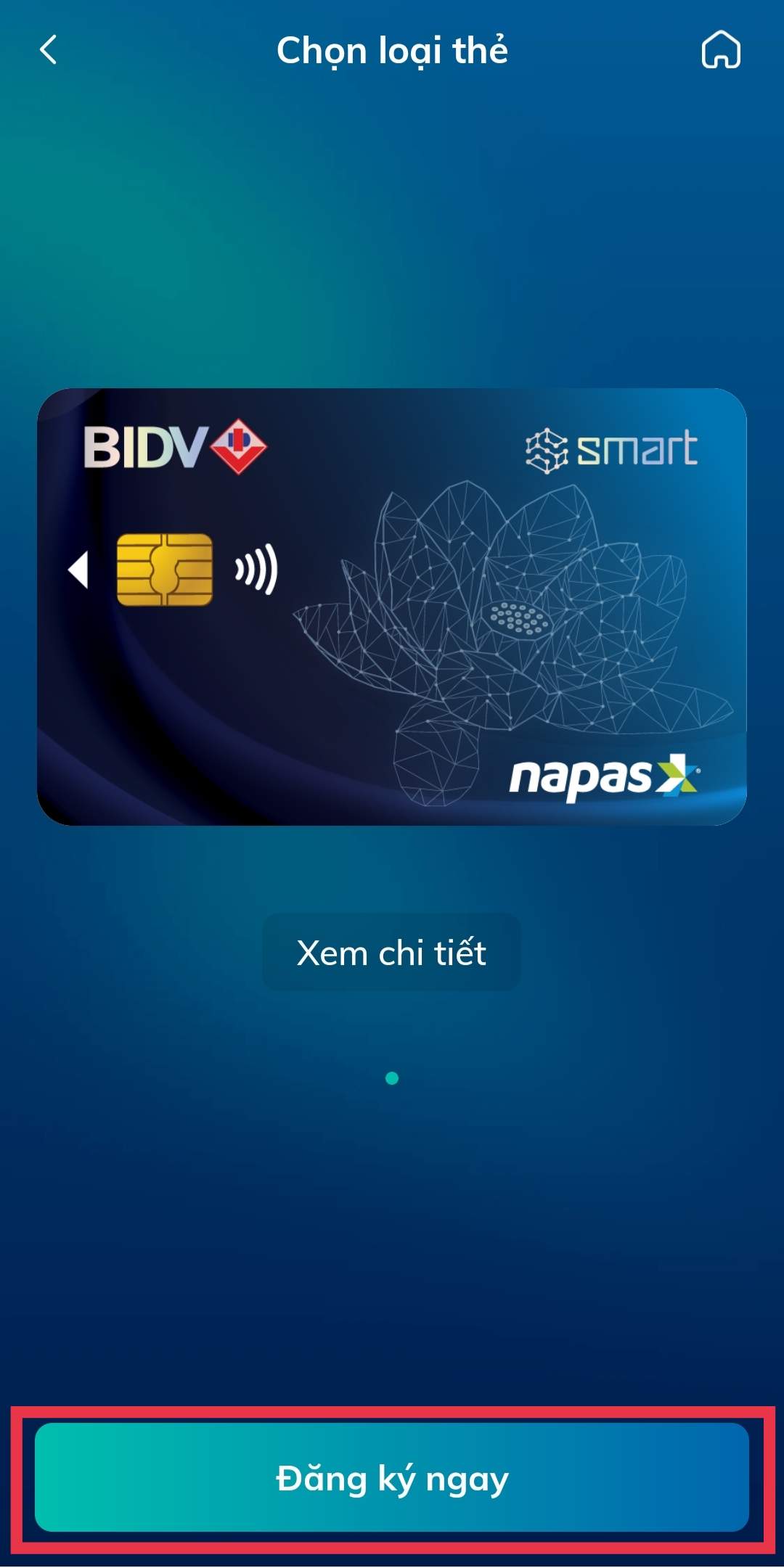 Đăng ký làm thẻ ATM BIDV qua ứng dụng BIDV Smart Banking bước 4