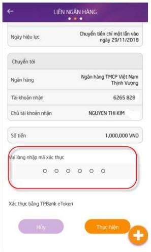 Nhập OTP để xác nhận giao dịch