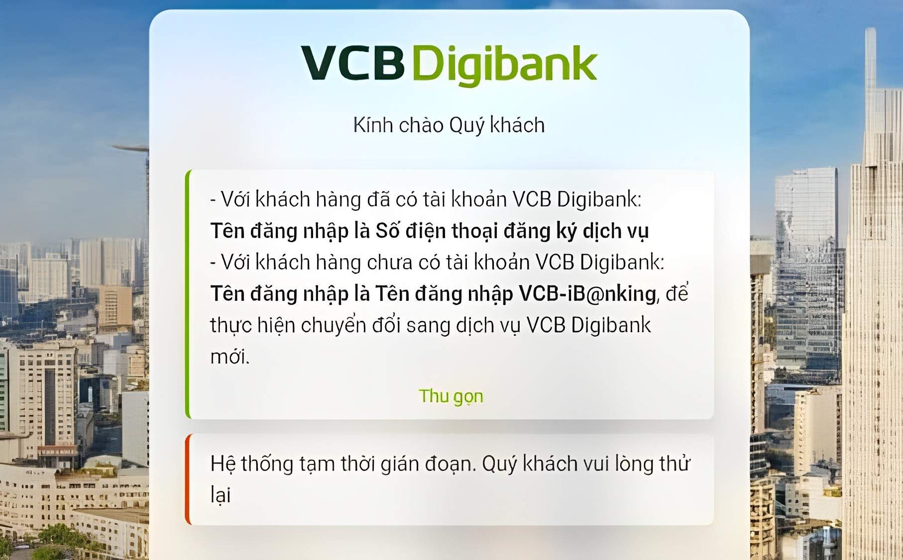 lỗi banking Vietcombank