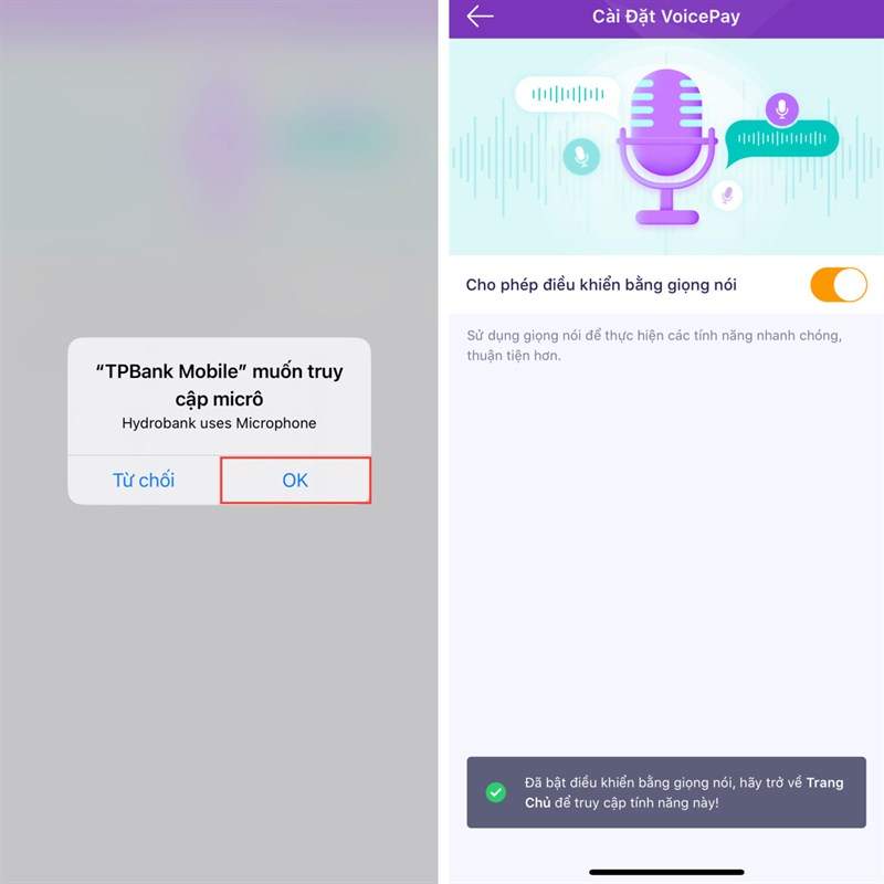 Cách chuyển tiền bằng giọng nói trên App TPBank bước 3