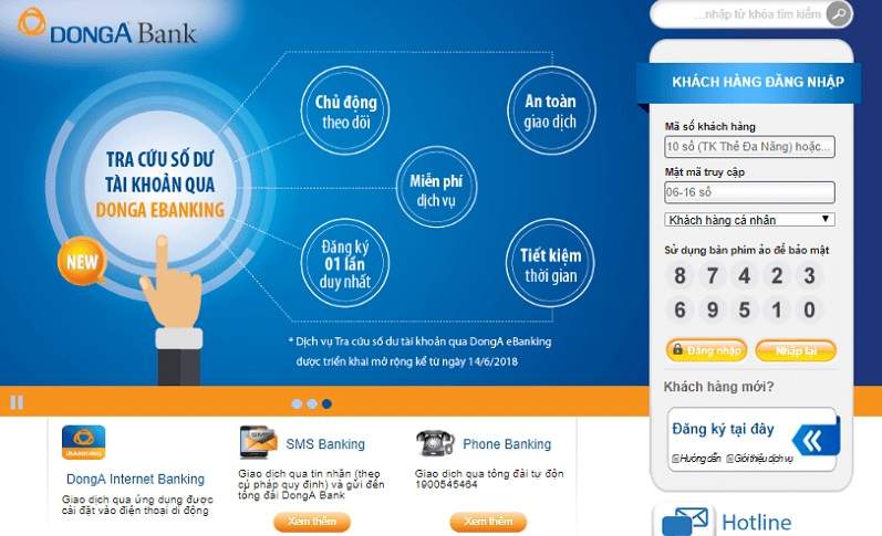 Đông Á Internet Banking là dịch vụ ngân hàng điện tử tiện ích