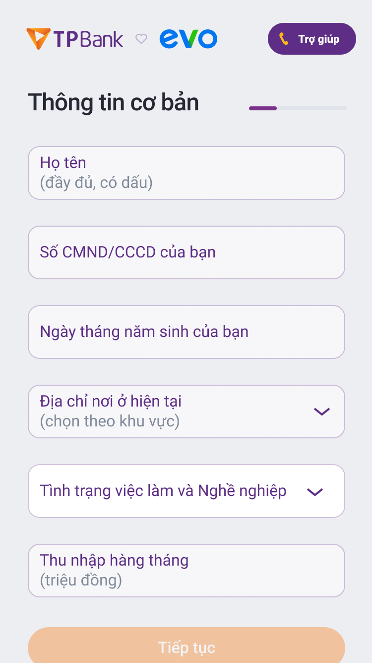 Cách đăng ký mở thẻ tín dụng TPBank EVO bước 3