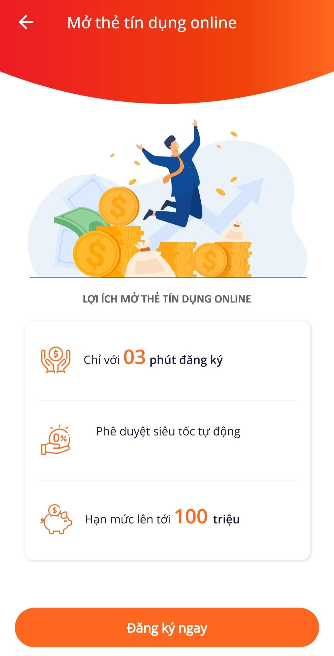 Mở thẻ tín dụng Online trên MSB Plus bước 2