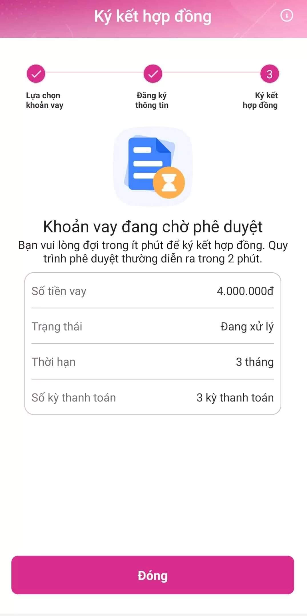 Chọn ký hợp đồng vay trên app Momo