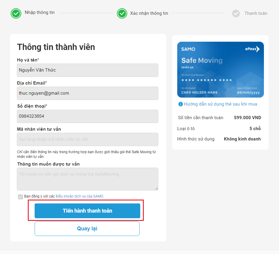 cách đăng ký mở thẻ safe Moving 
