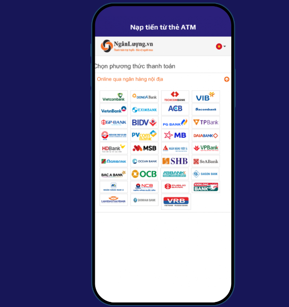 Chọn ngân hàng nạp tiền