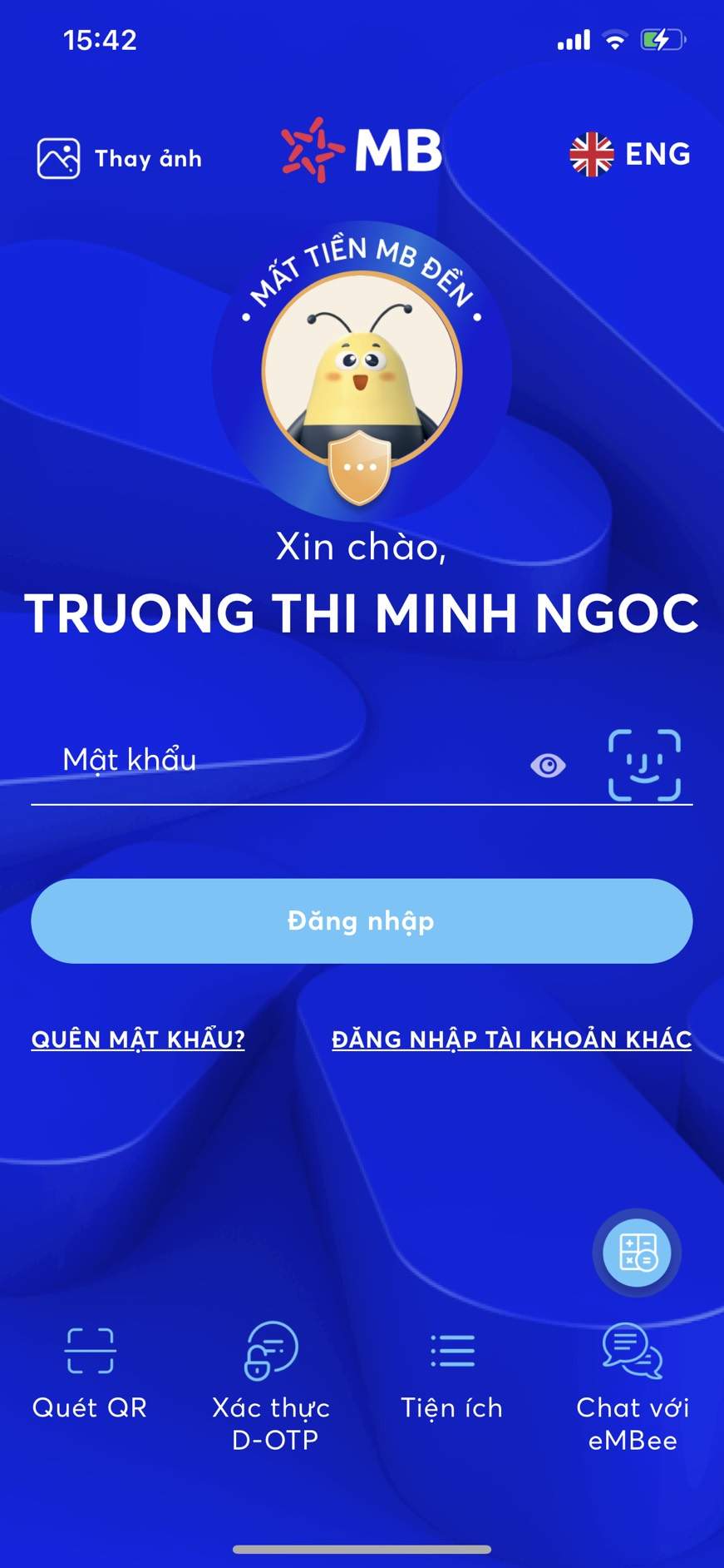 Đăng nhập vào app MBBank trên điện thoại