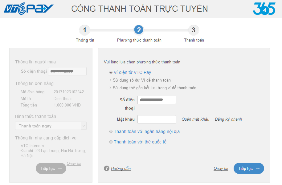 Cổng thanh toán điện tử VTC Pay