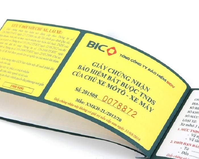 Giấy chứng nhận bảo hiểm xe máy BIC