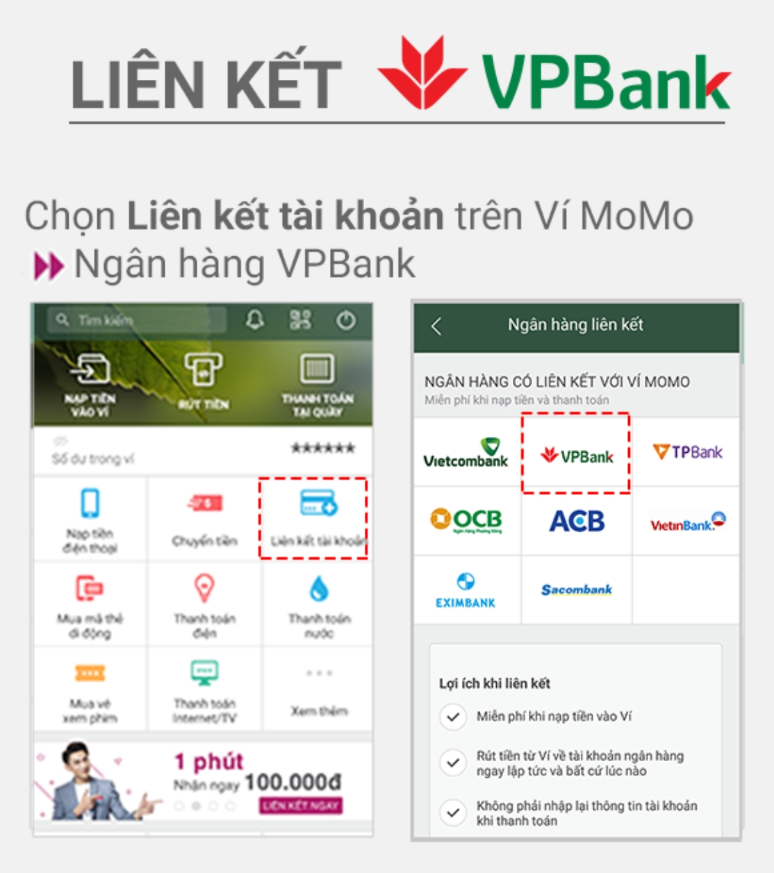 Cách liên kết ví MoMo với tài khoản VPBank