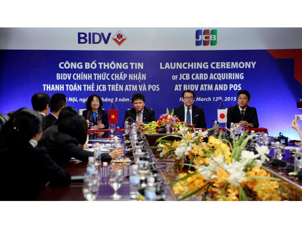 Năm 2015. JCB và BIDV đã ký kết hợp tác chấp nhận thanh toán thẻ